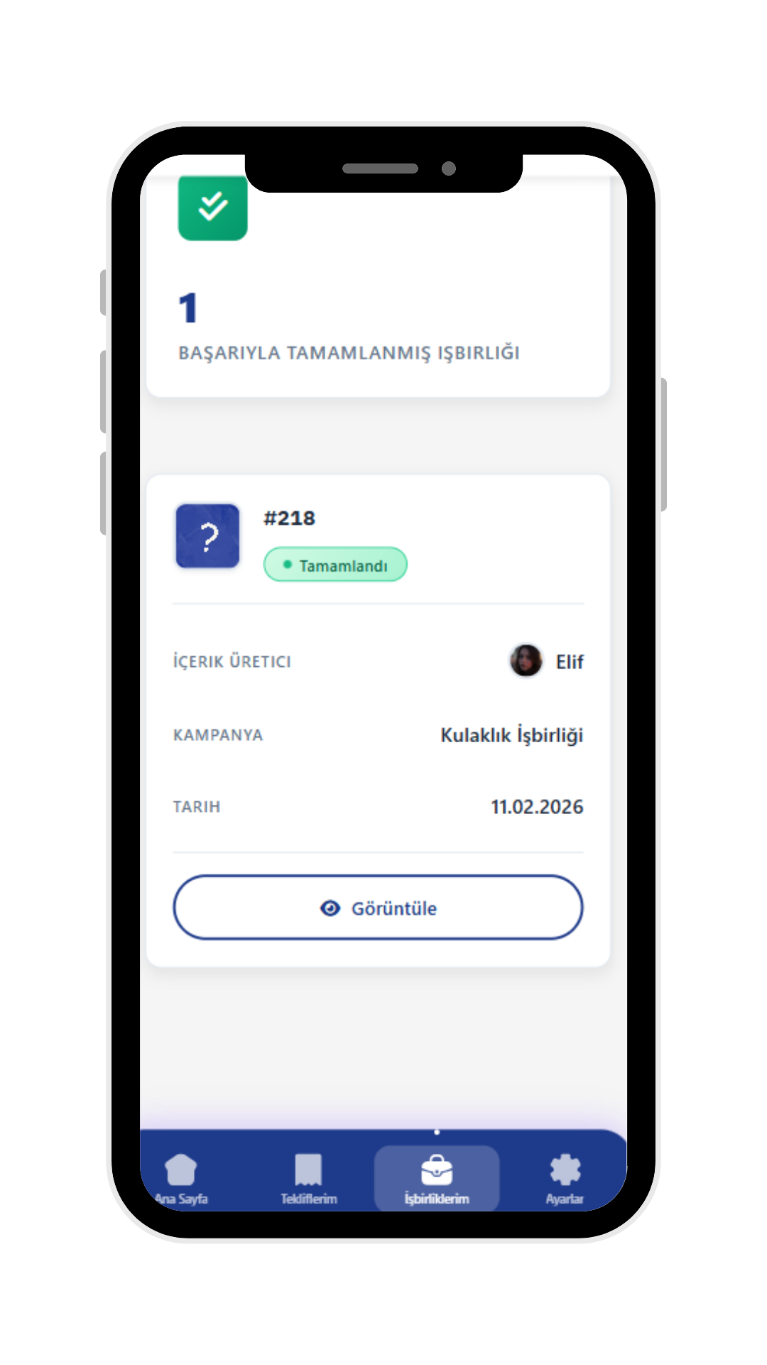 İşbirliklerim - Kampanya Yönetimi